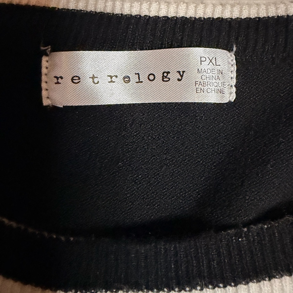 Retrology Black Sweater with White Trim - Picture 2 of 2